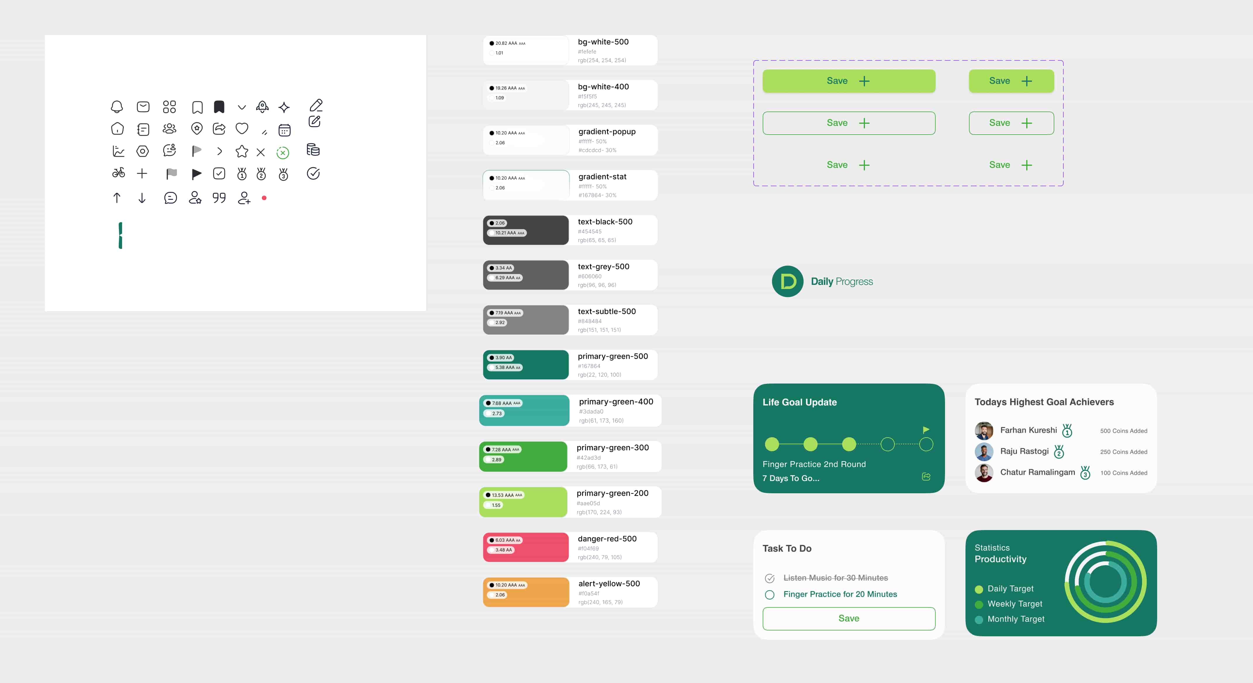 Dashboard UI design system.