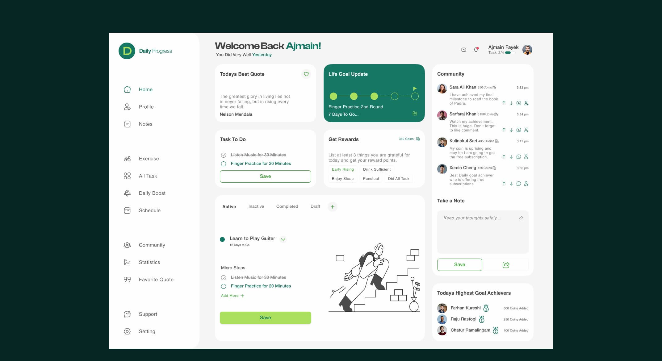 Modern analytics dashboard UI displaying interactive charts, performance metrics, and navigation menu.