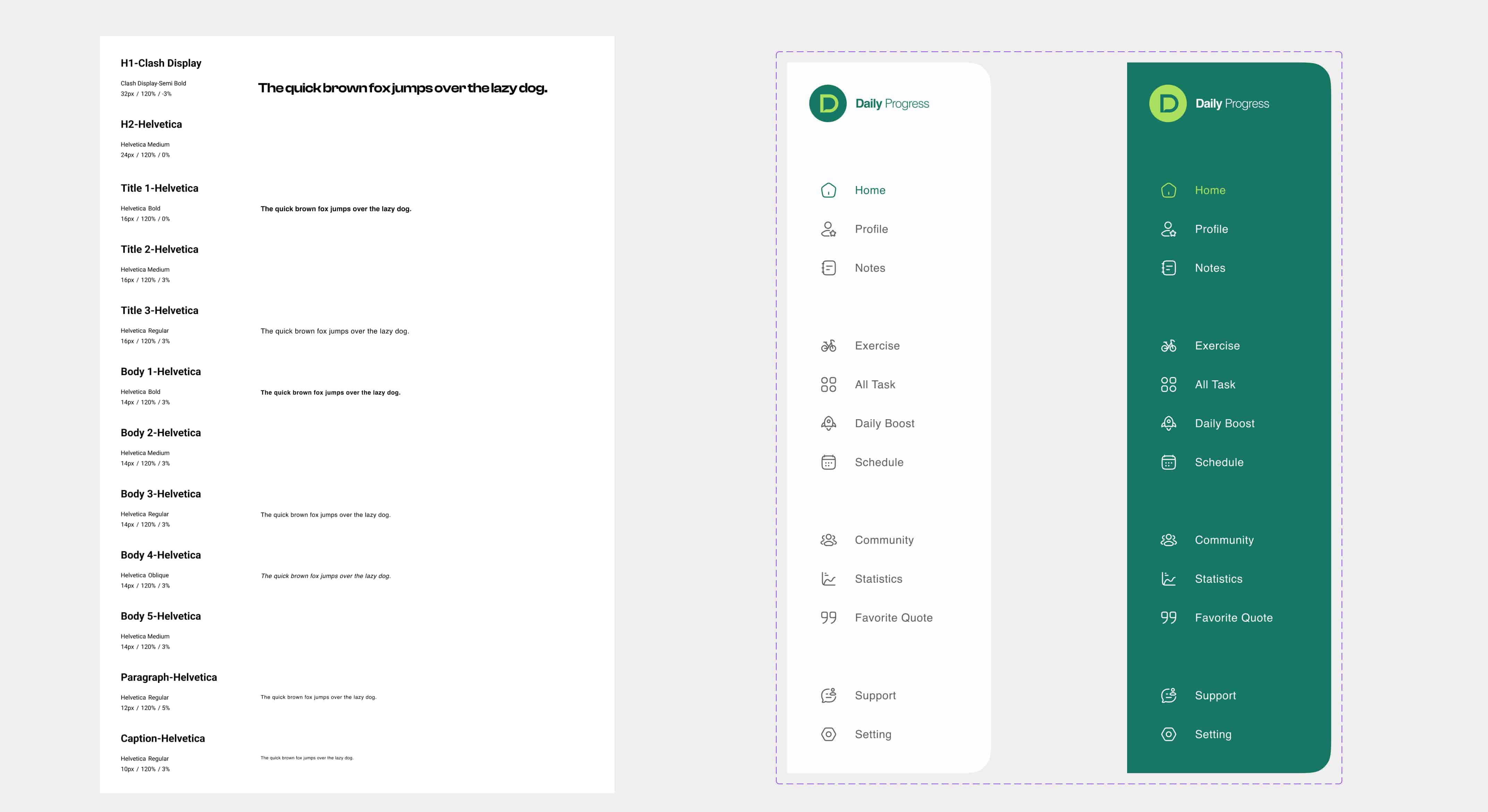 Dashboard UI design system typography