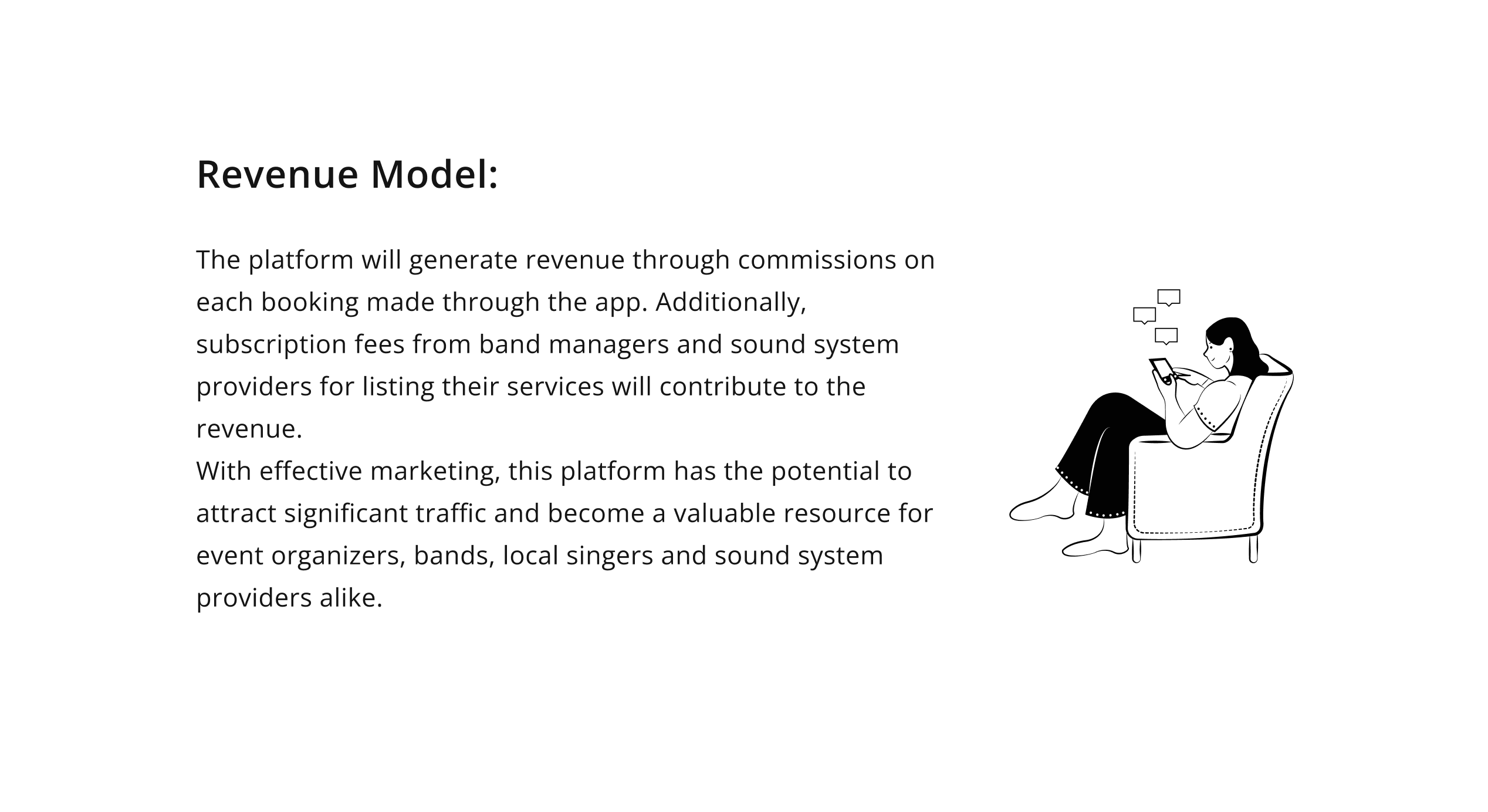 Revenue model of musician booking app illustration